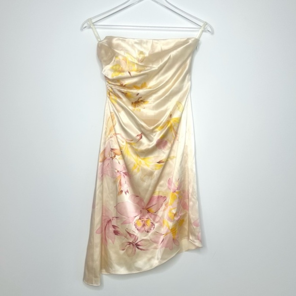 Banana Republic Strapless Yellow Asymmetrical Dress